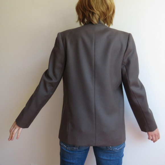 Pewter Coloured Wool Open 70's Blazer Jacket - Picture 3 of 4